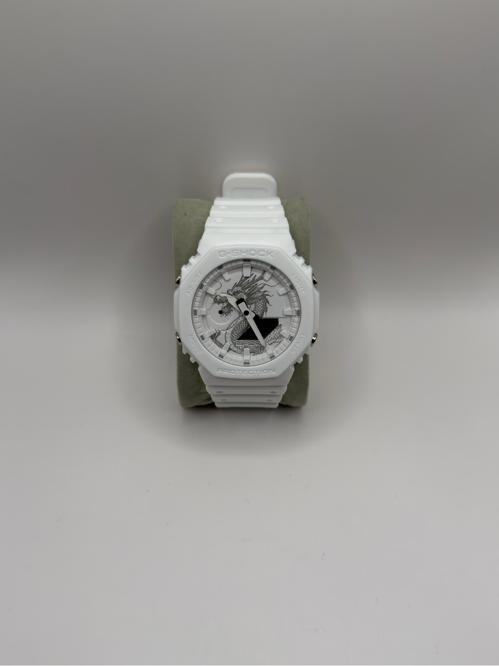 Casio G-SHOCK White Resin Watch with Dragon Dial